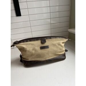 Timberland Men's Canvas Leather Toiletry Bag Travel Utility Kit Accessory